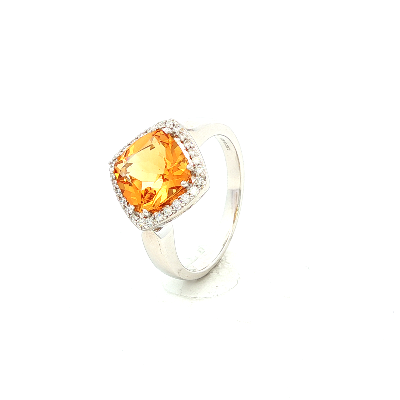 Citrine and Diamond Ring in White Gold
