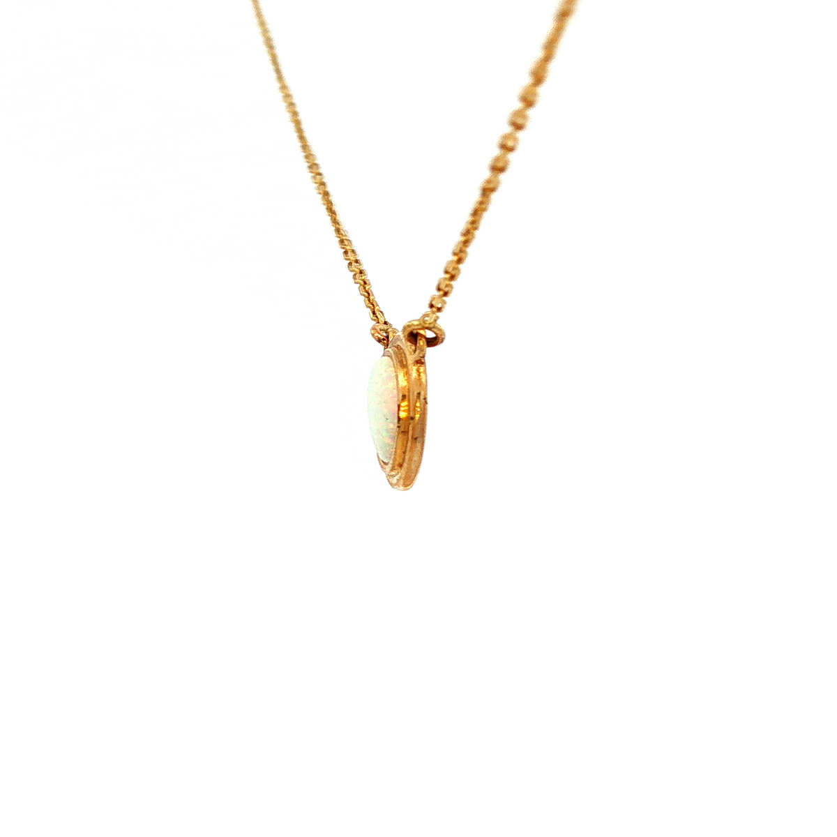 Circle Pressed Opal Bezel Set in Yellow Gold