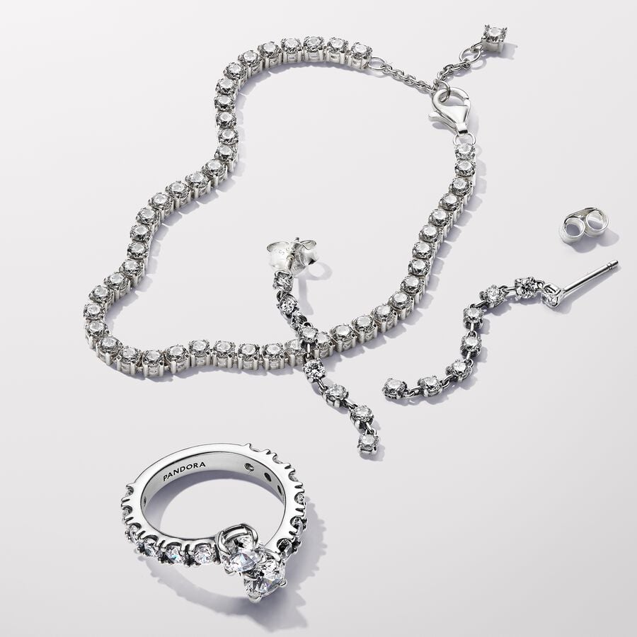 Pandora Sparkling Overlapping Band Ring