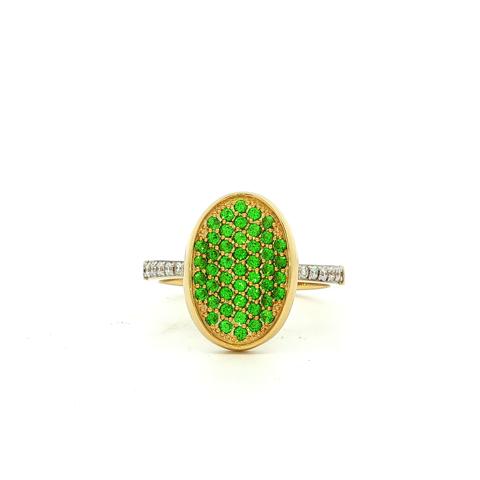 Tsavorite and Diamond Ring in Yellow Gold
