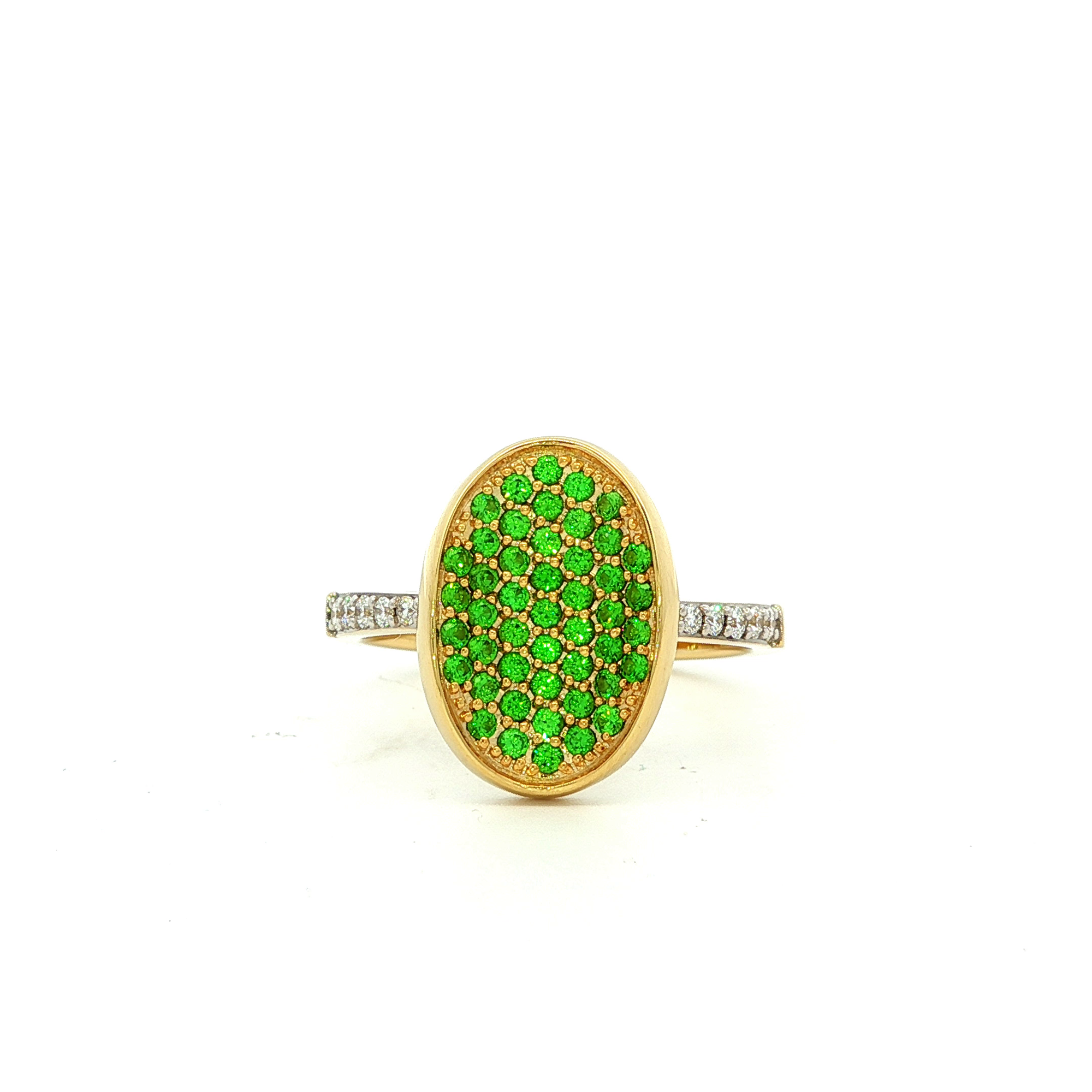 Tsavorite and Diamond Ring in Yellow Gold