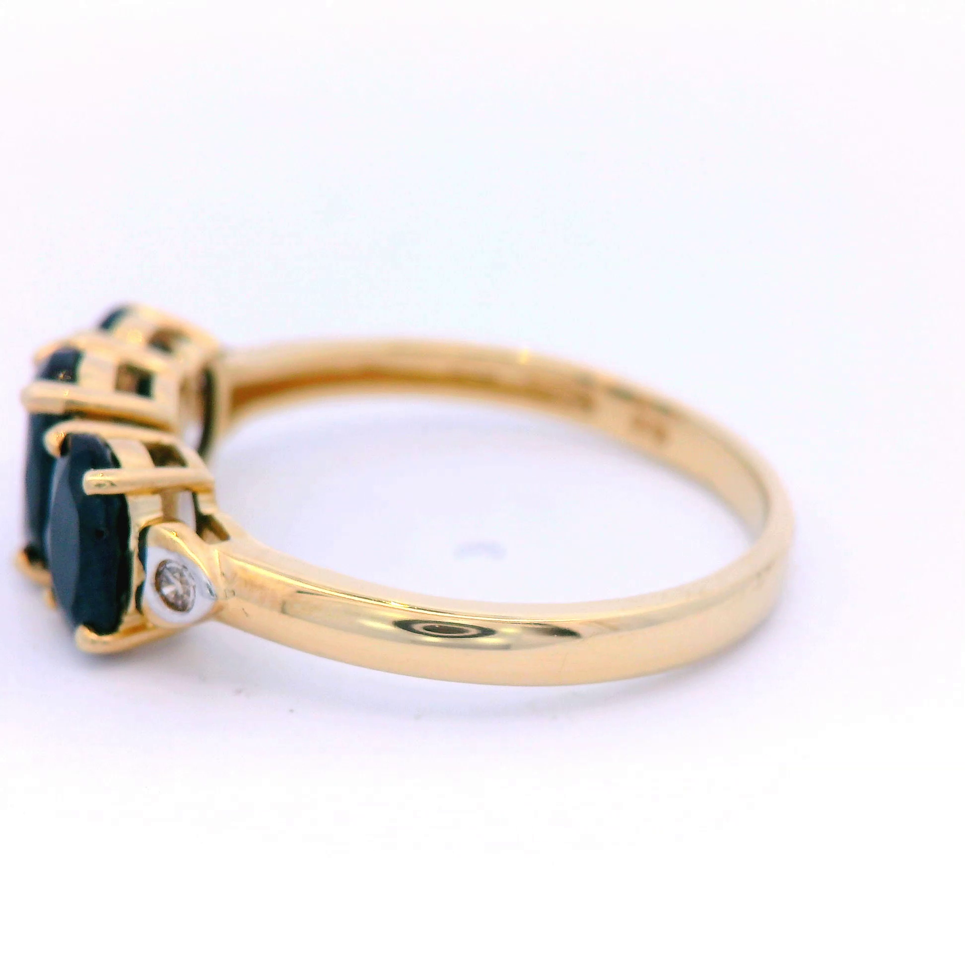 Oval Black Sapphire Dress Ring Set in Yellow Gold