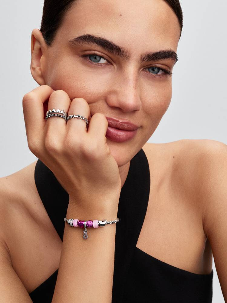 Pandora Mini Charm Smile pink metallic effect