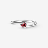 Red Tilted Heart Solitaire Ring - 52