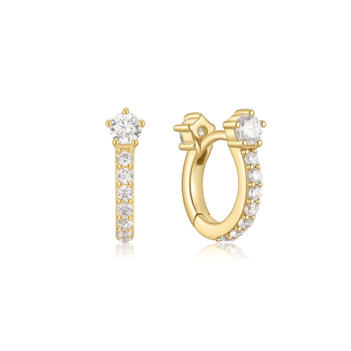 Ania Haie Gold Sparkling Pavé Huggie Hoop Earrings