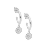 SS 13mm hoop earrings, wh cz star disk