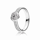 Love knot silver ring with clear cubic zirconia - 60