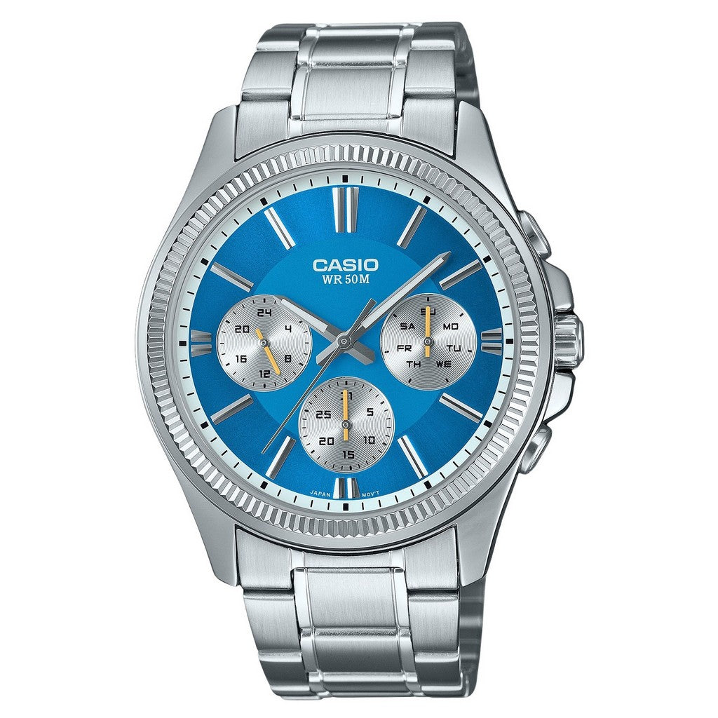 CASIO Analog Blue Dial Stainless Steel Watch MTP1375D-2A2