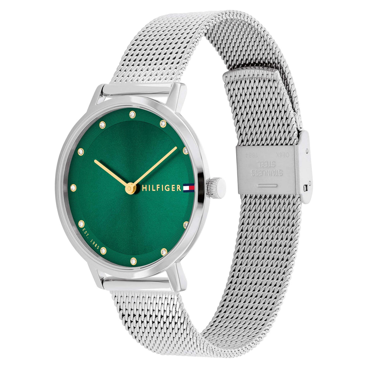 Tommy Hilfiger Silver Steel Mesh Green Dial Women's Watch