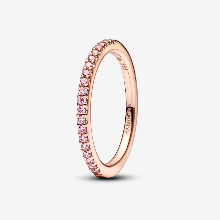 14k Rose gold-plated ring with fancy fairy tale pink cubic zirconia