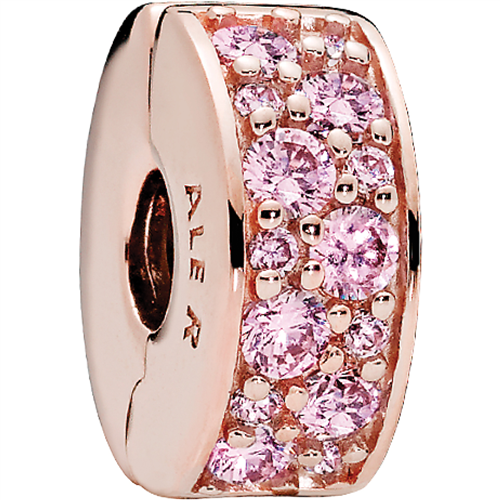 PANDORA Rose Pink Shining Elegance Spacer Clip w Pink CZ