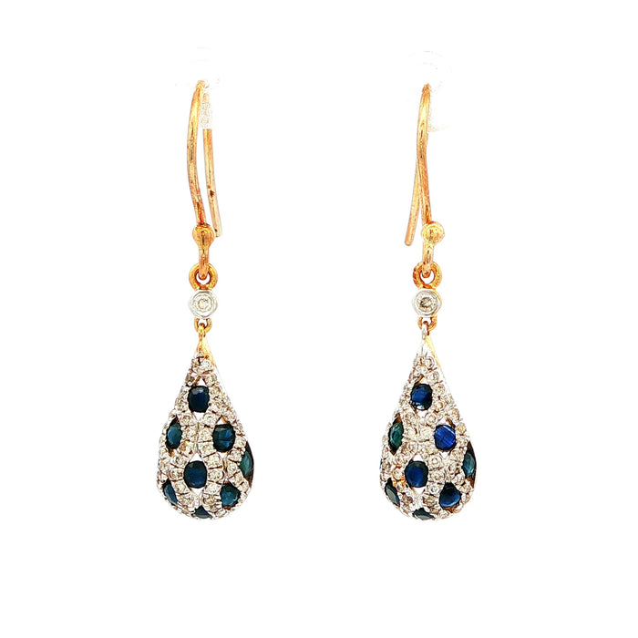 Sapphire & Diamond Drop Earrings in Yellow Gold