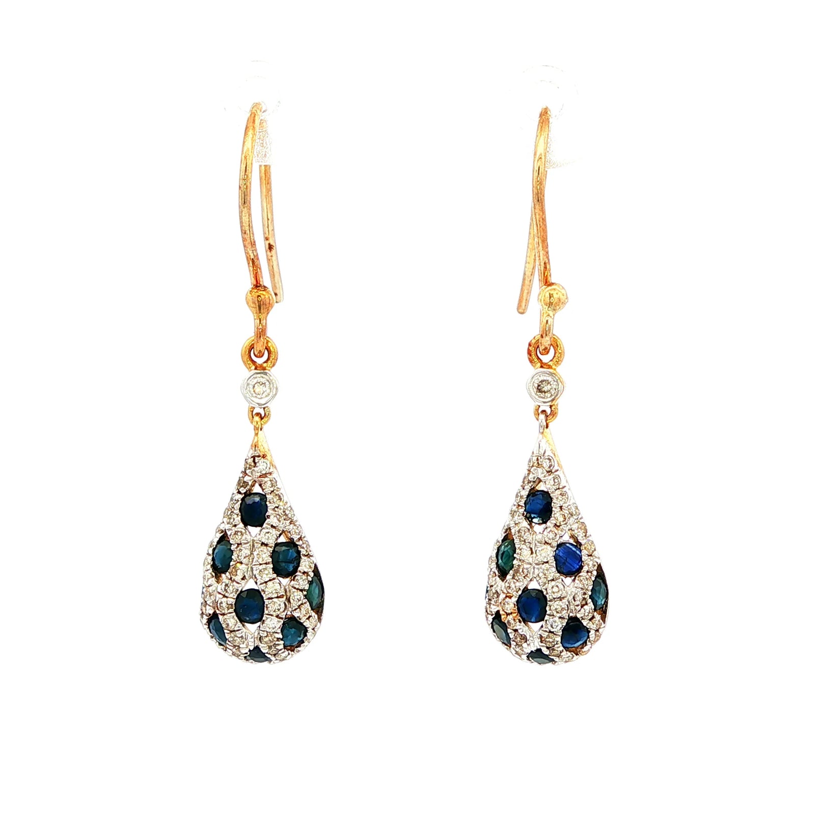 Sapphire & Diamond Drop Earrings in Yellow Gold