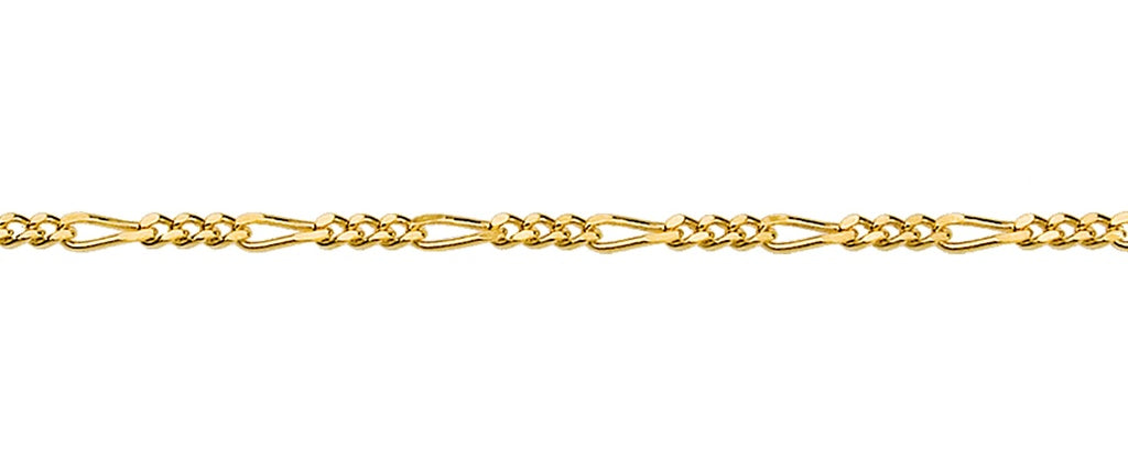 Solid Figaro 1+3 Diamond Cut 2.9mm in Yellow Gold