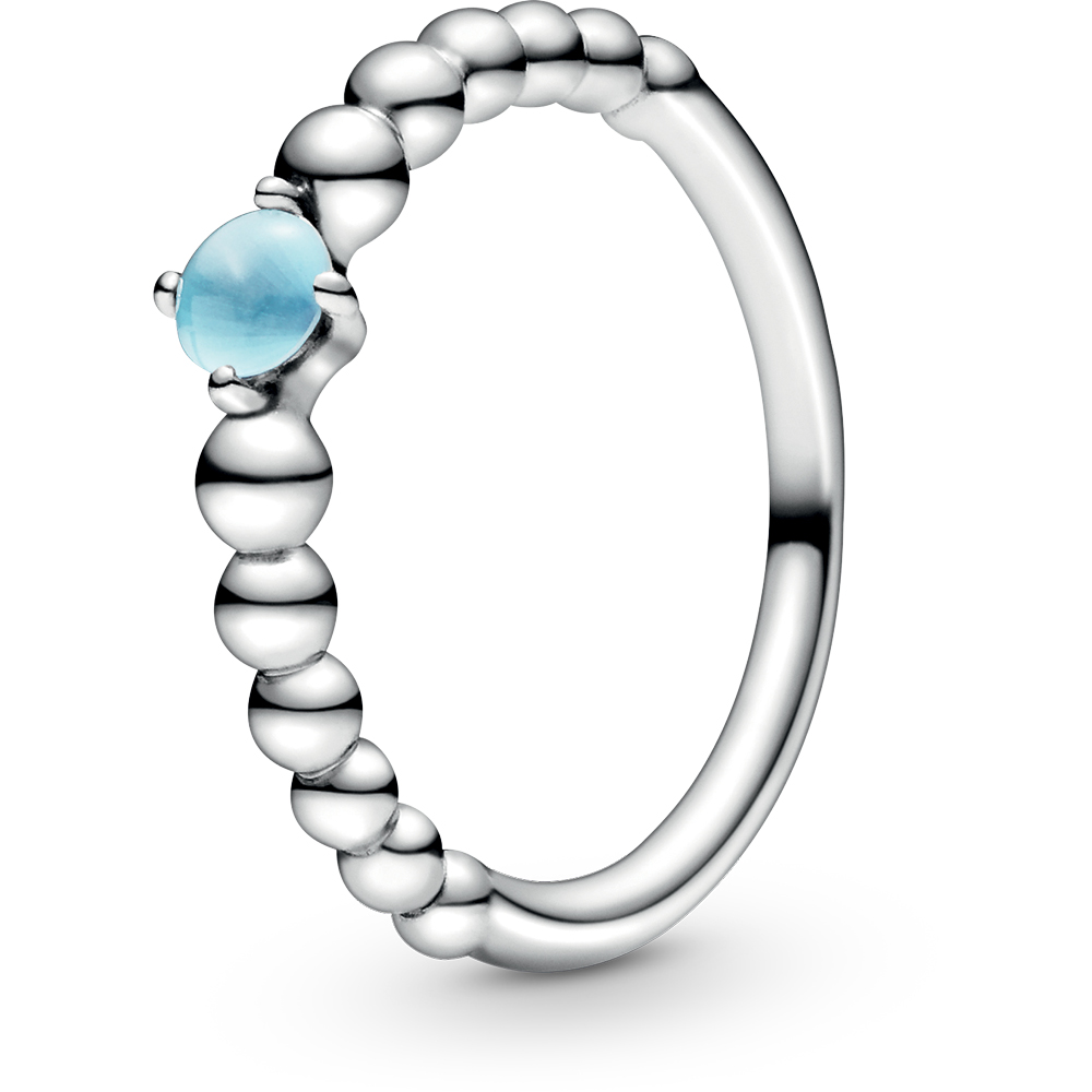 Pandora Sterling silver ring with treated sky blue topaz