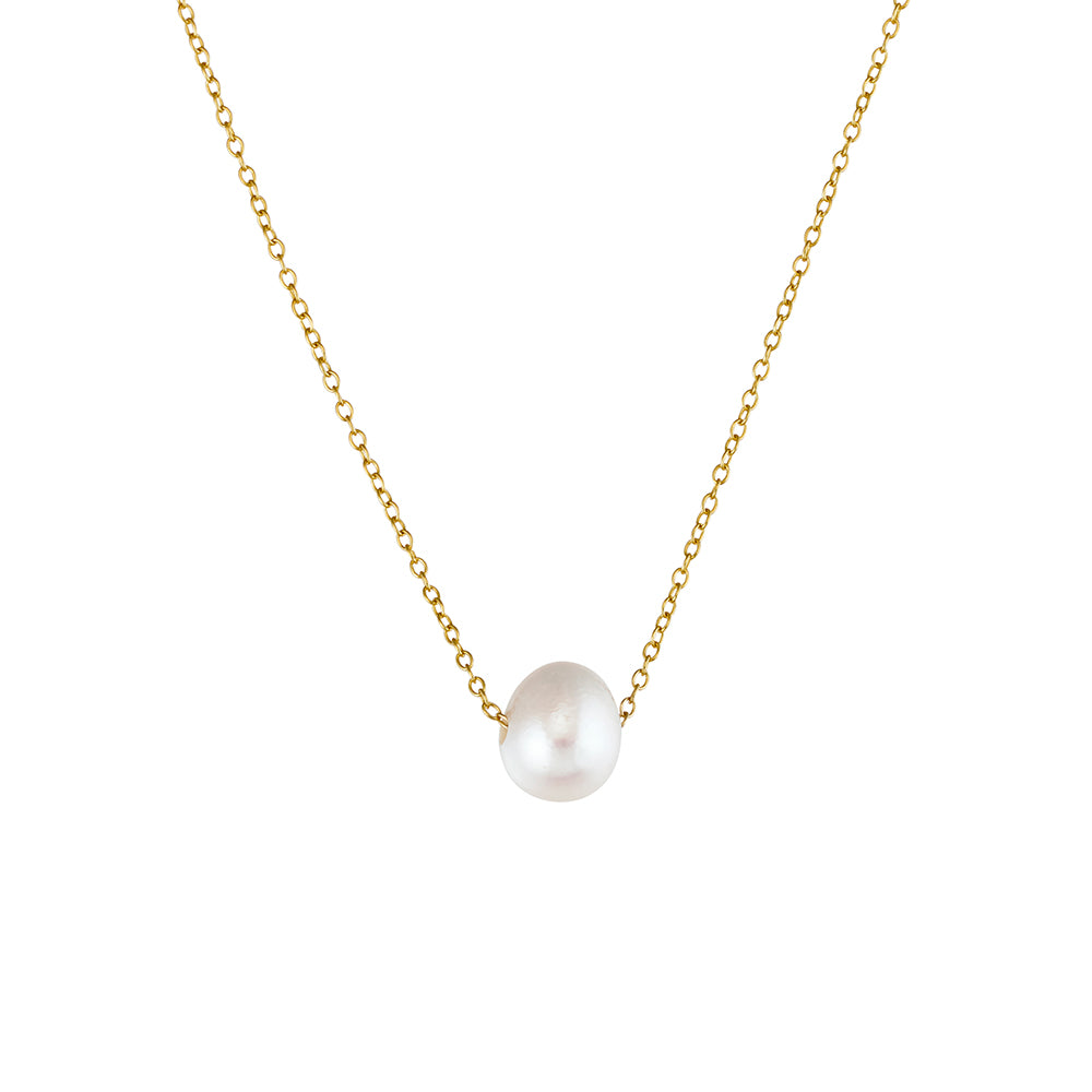 Sterling Silver Necklace with 9mm Floating Pearl