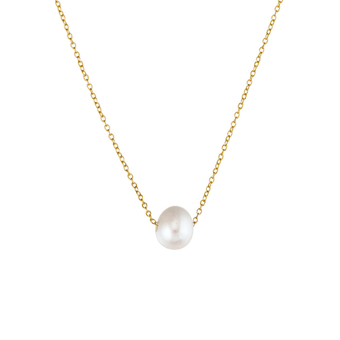 Sterling Silver Necklace with 9mm Floating Pearl