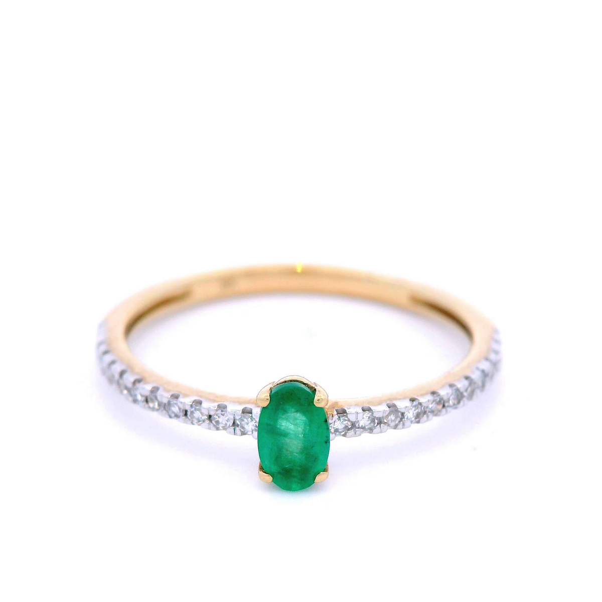 Emerald and Diamond Set Dress Ring in Yellow Gold