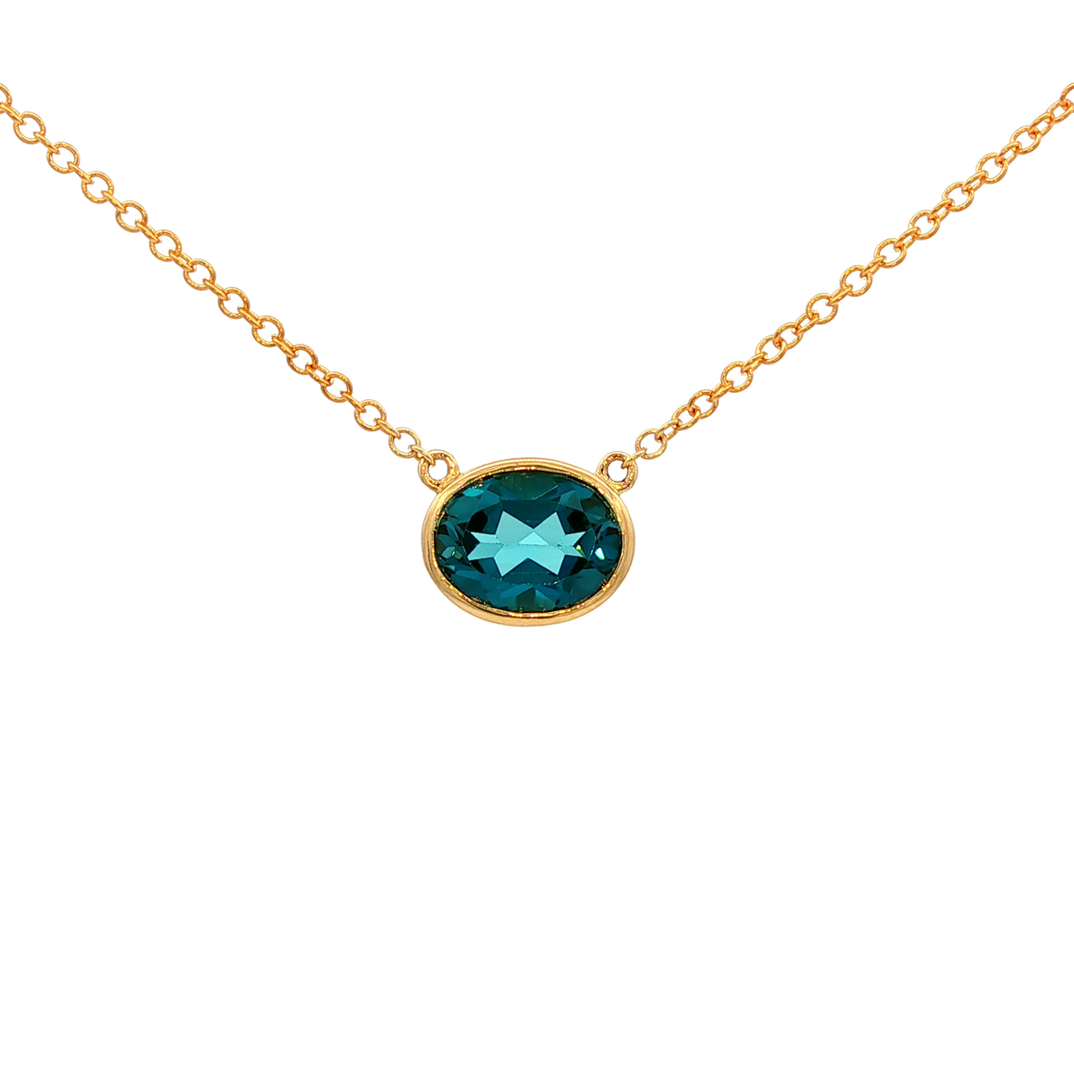 London Blue Topaz Pendant in Yellow Gold