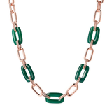 Bronzallure Variegata Green Agate Link Necklace