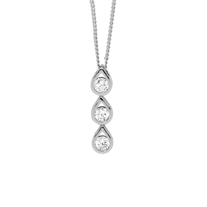 Ellani Tear Drop Pendant Set with Cubic Zirconias