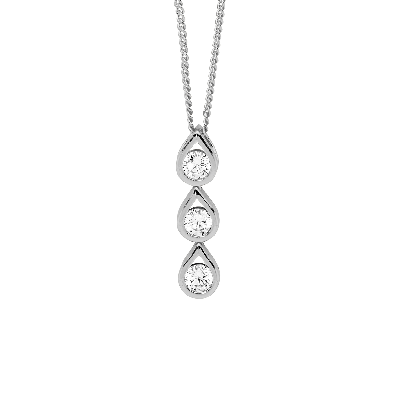 Ellani Tear Drop Pendant Set with Cubic Zirconias