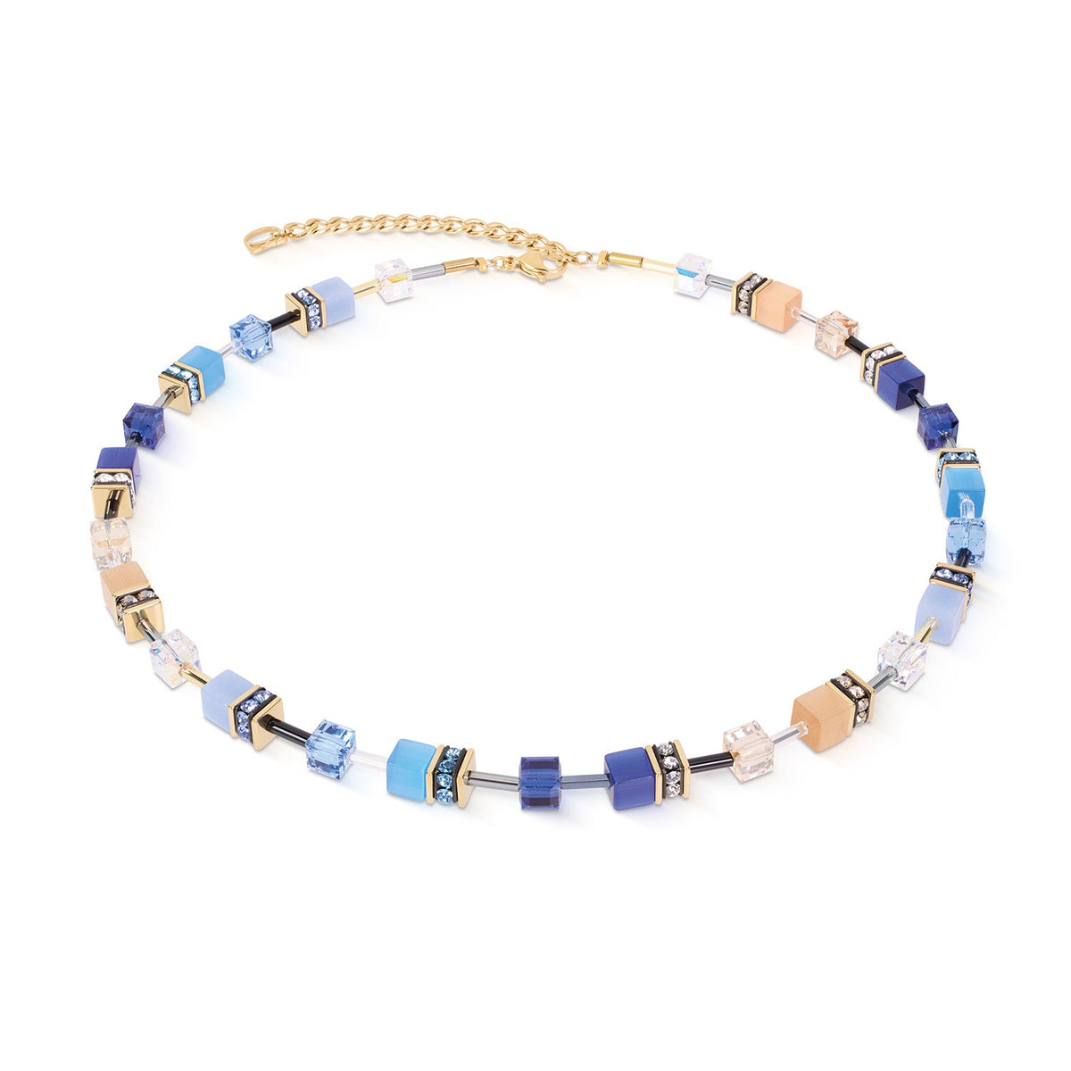 GeoCube Blue & Sand Multicolour Necklace