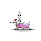 Pandora Christmas Dachshund Platinum-Plated Dangle