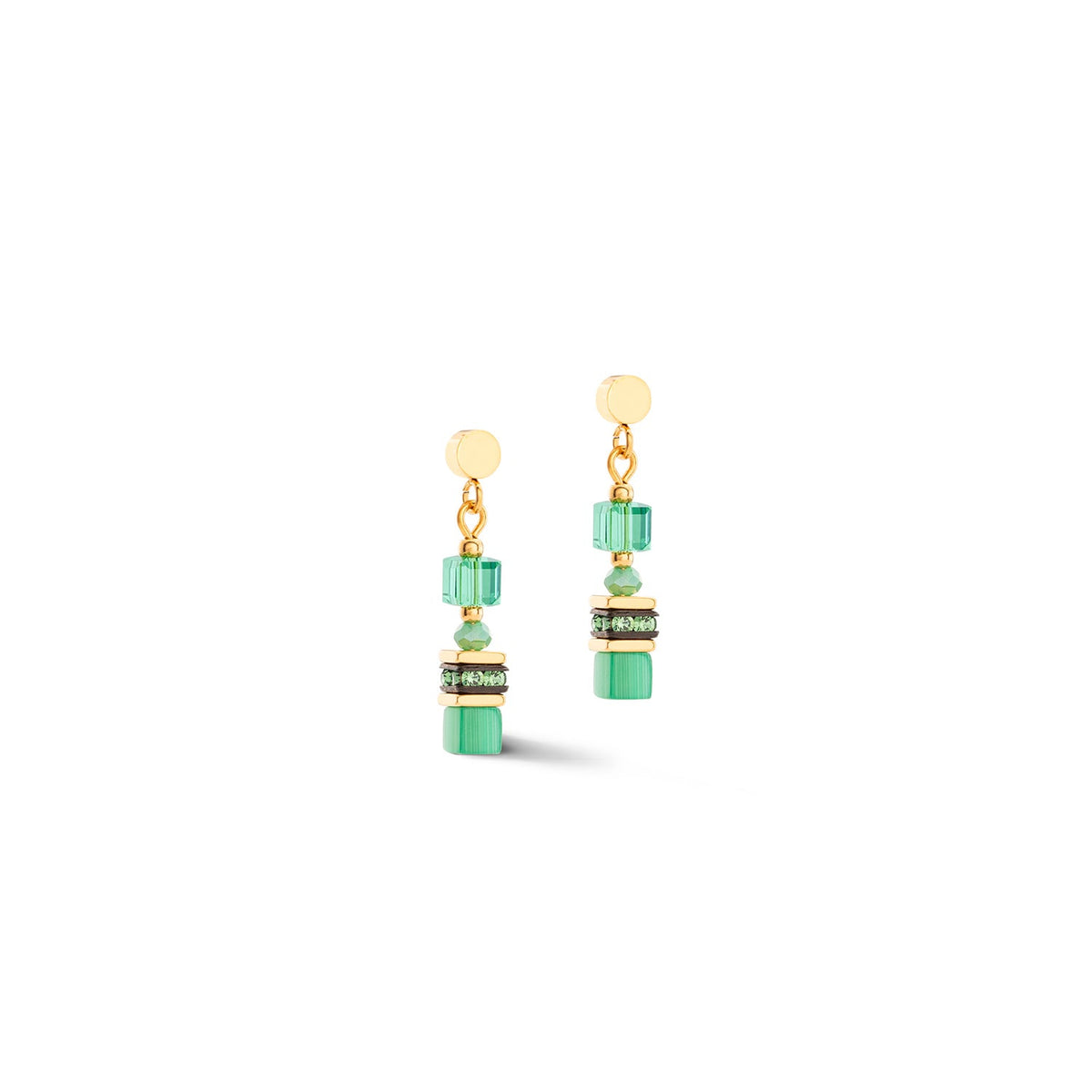 Mini Cubes Green Earrings