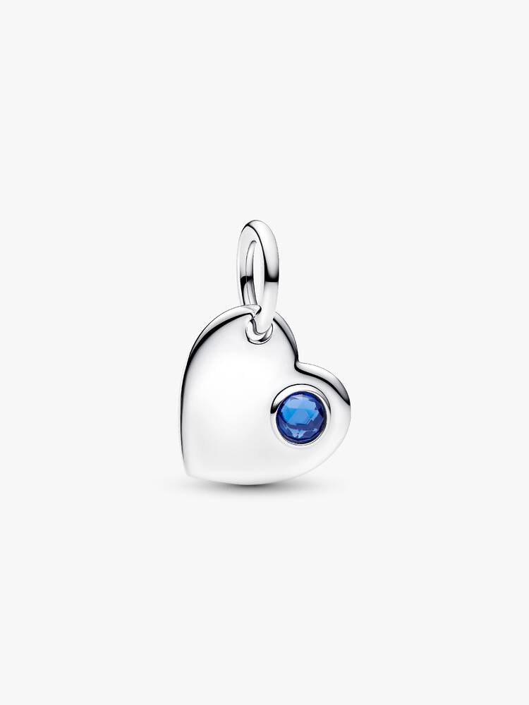 Pandora September Engravable Heart Blue Stone Dangle Charm
