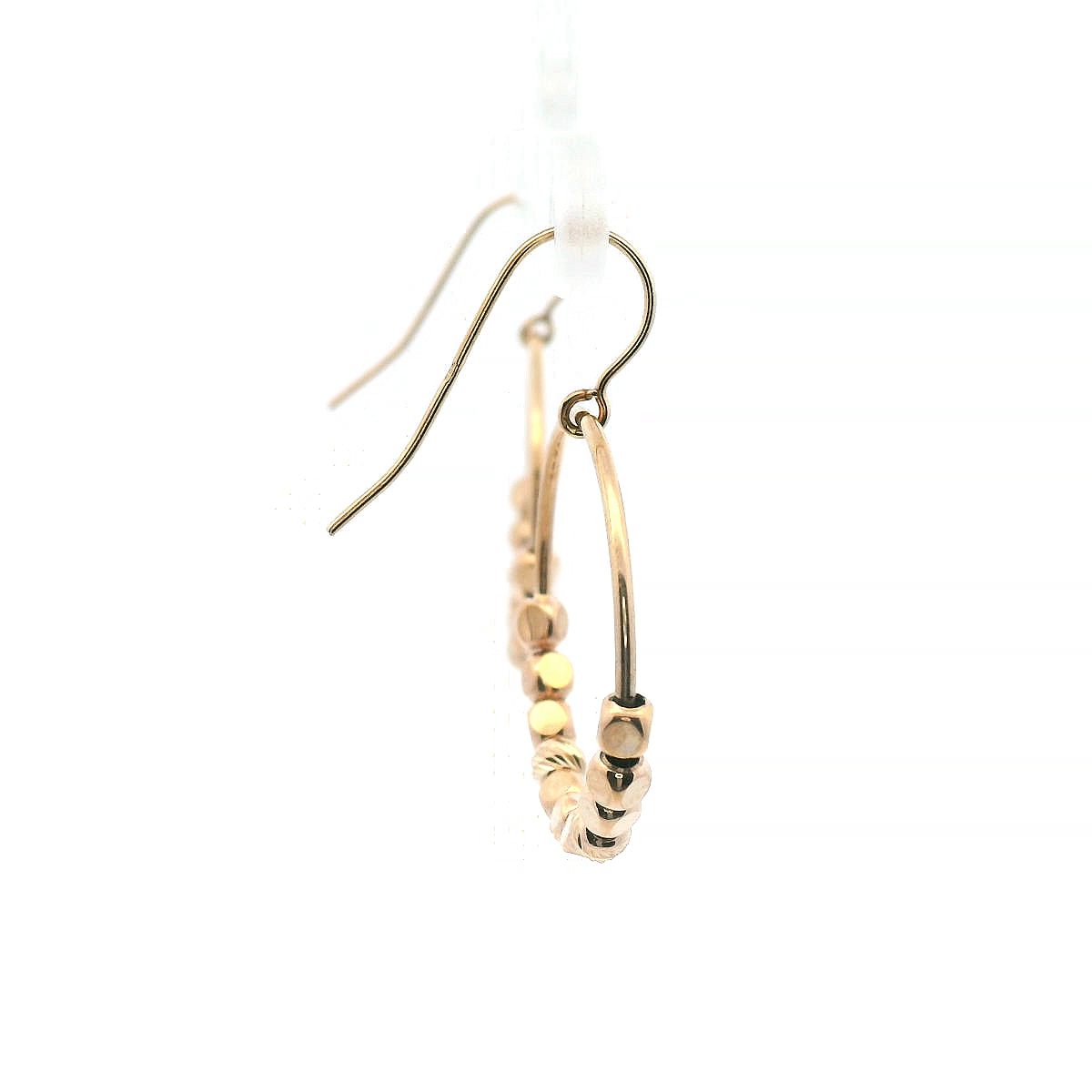 Open Circle Beaded Drop Earrings in 9ct Yellow Gold