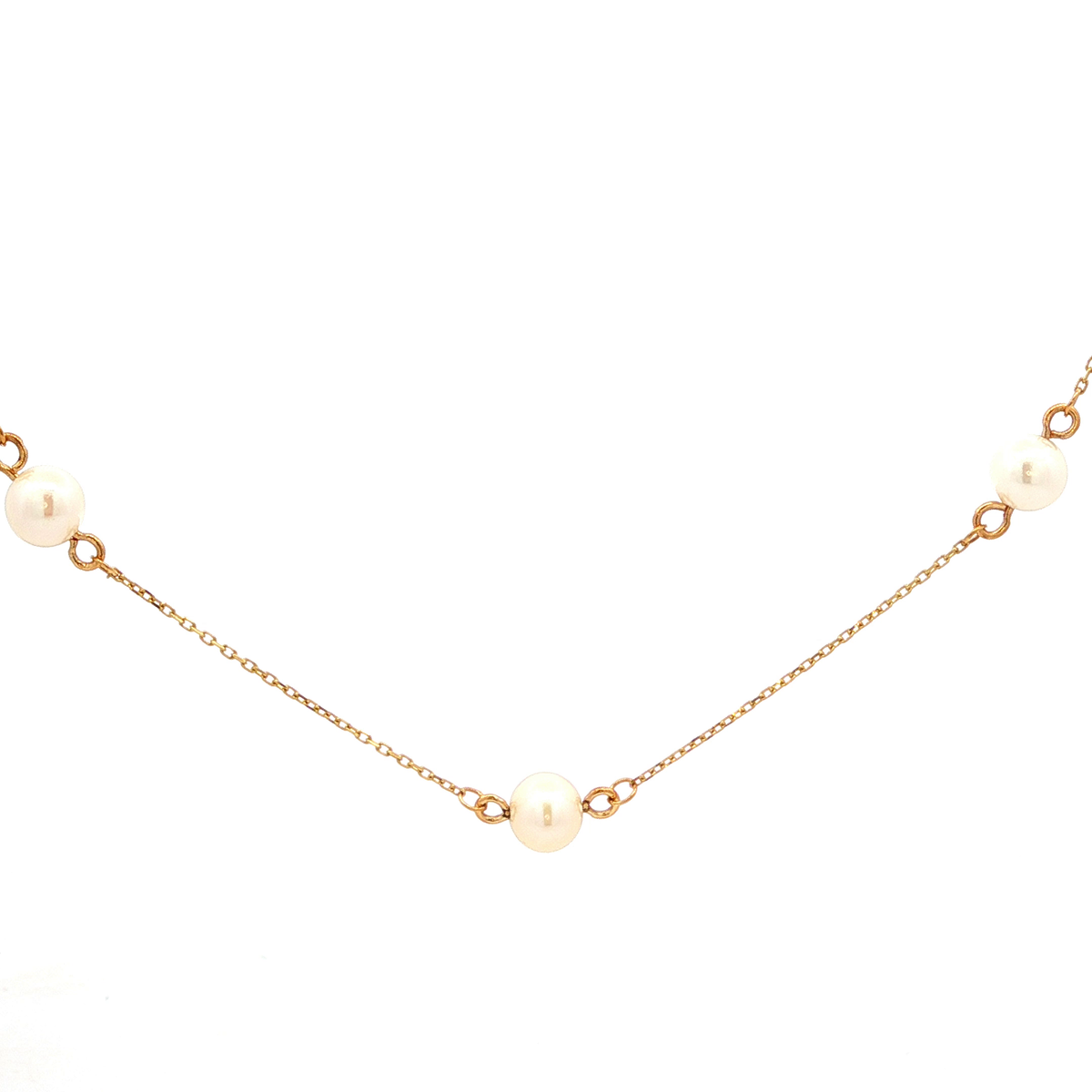 5 Pearl Necklet in Yellow Gold