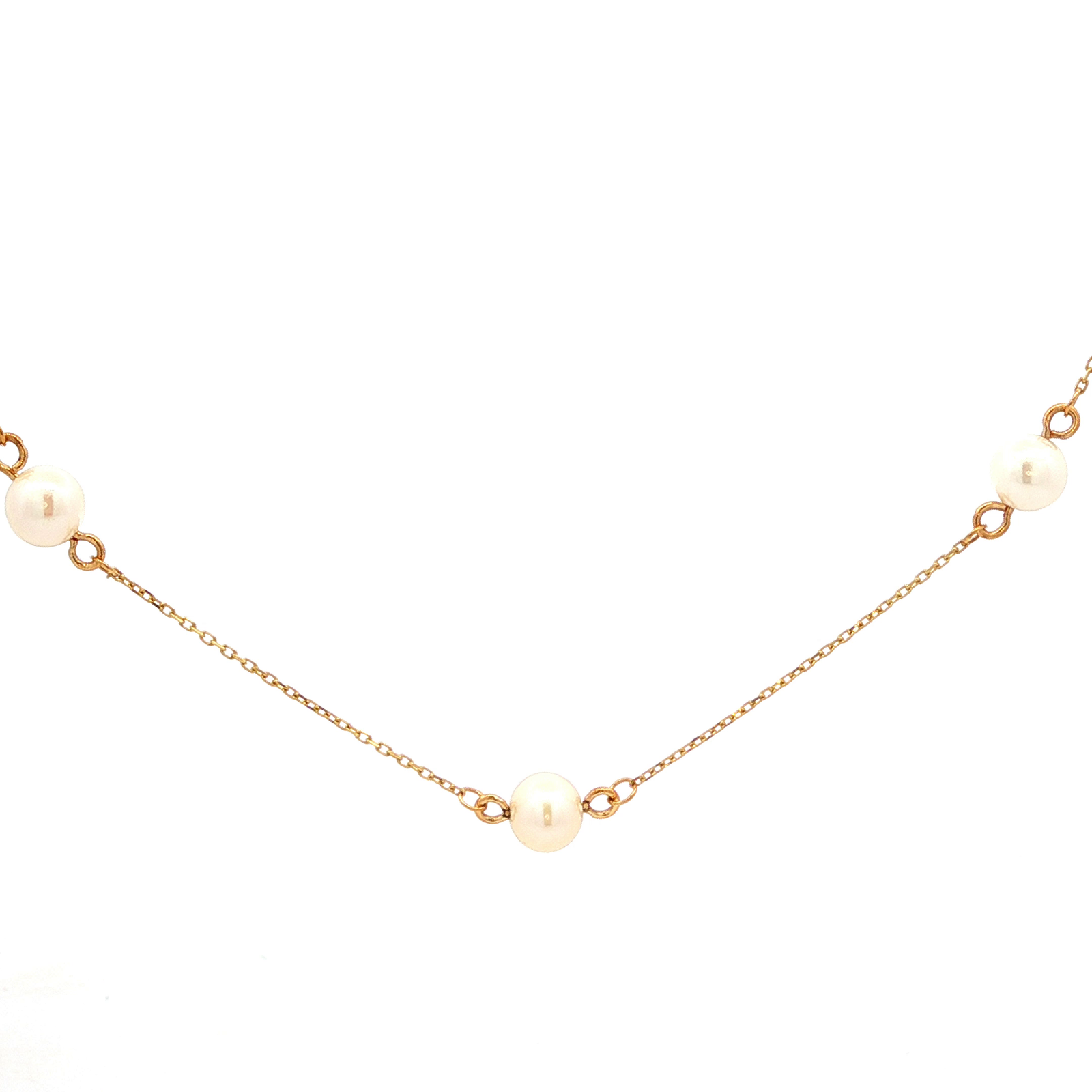 5 Pearl Necklet in Yellow Gold