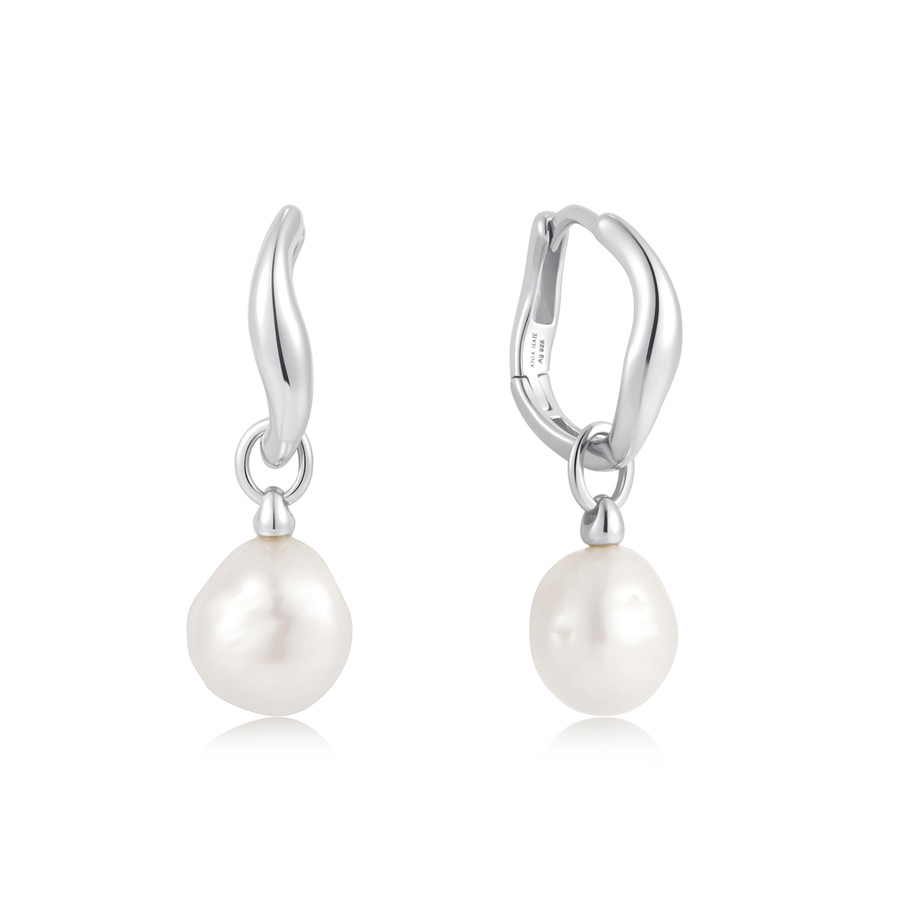 #4A CHIC SIL FW PEARL DROP HOOPS