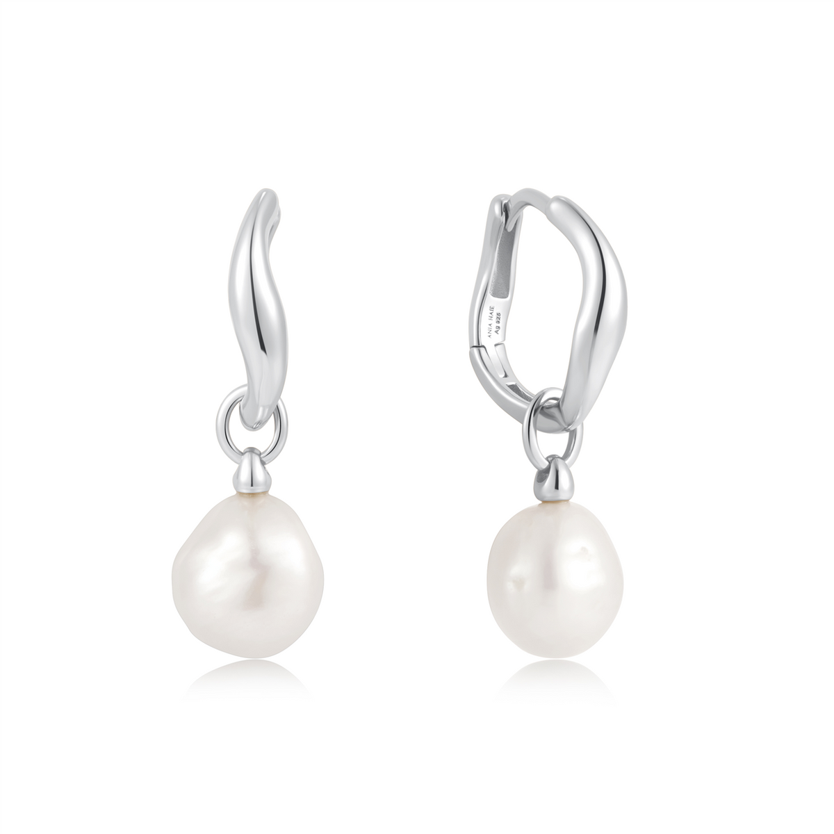 #4A CHIC SIL FW PEARL DROP HOOPS