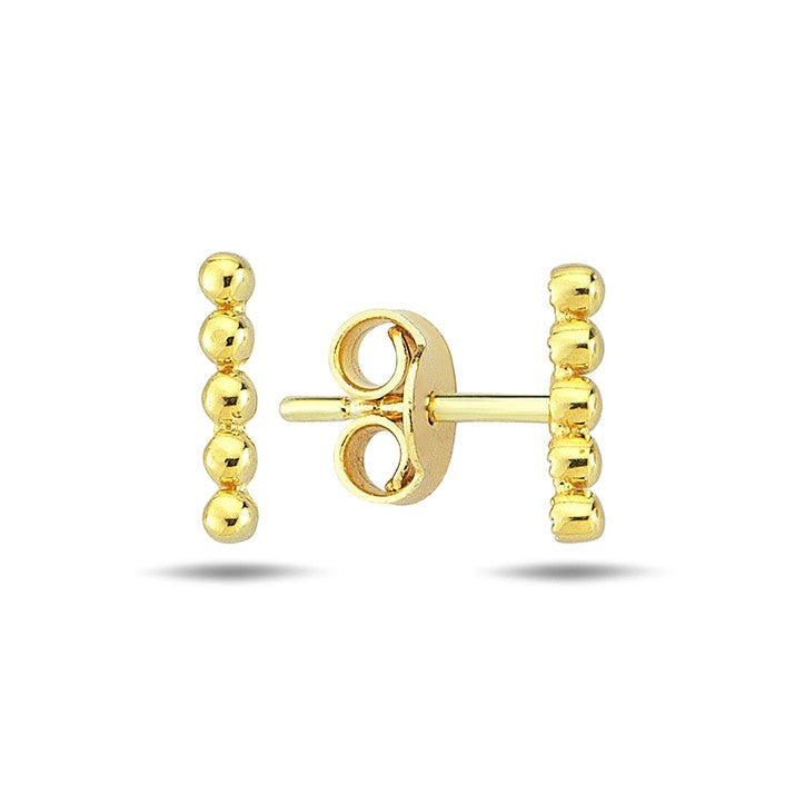 9ct YG 5 Dotted Bar Stud Earring