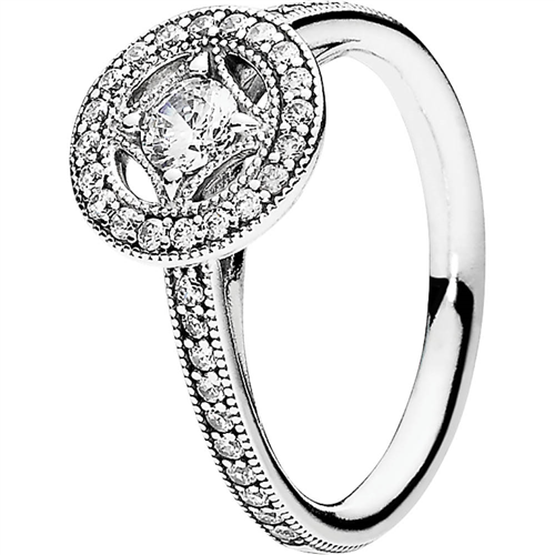 Silver ring with clear cubic zirconia - 54