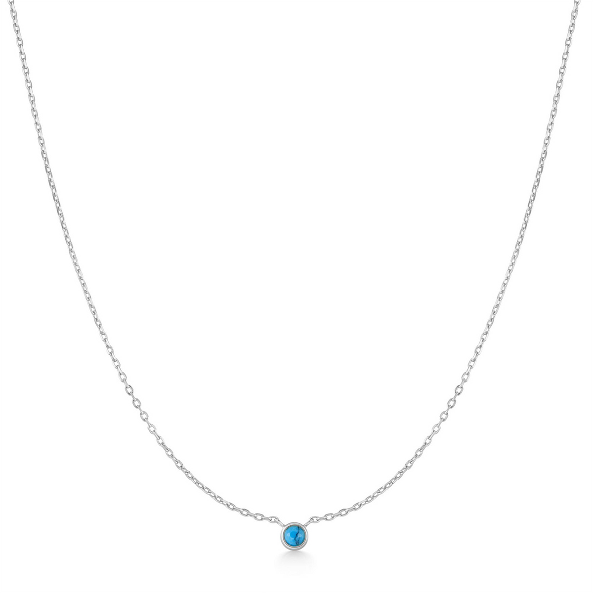 Ania Haie Silver Bezel-Set Lab-Created Turquoise Solitaire Necklace