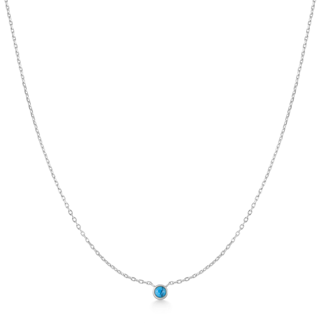 Ania Haie Silver Bezel-Set Lab-Created Turquoise Solitaire Necklace