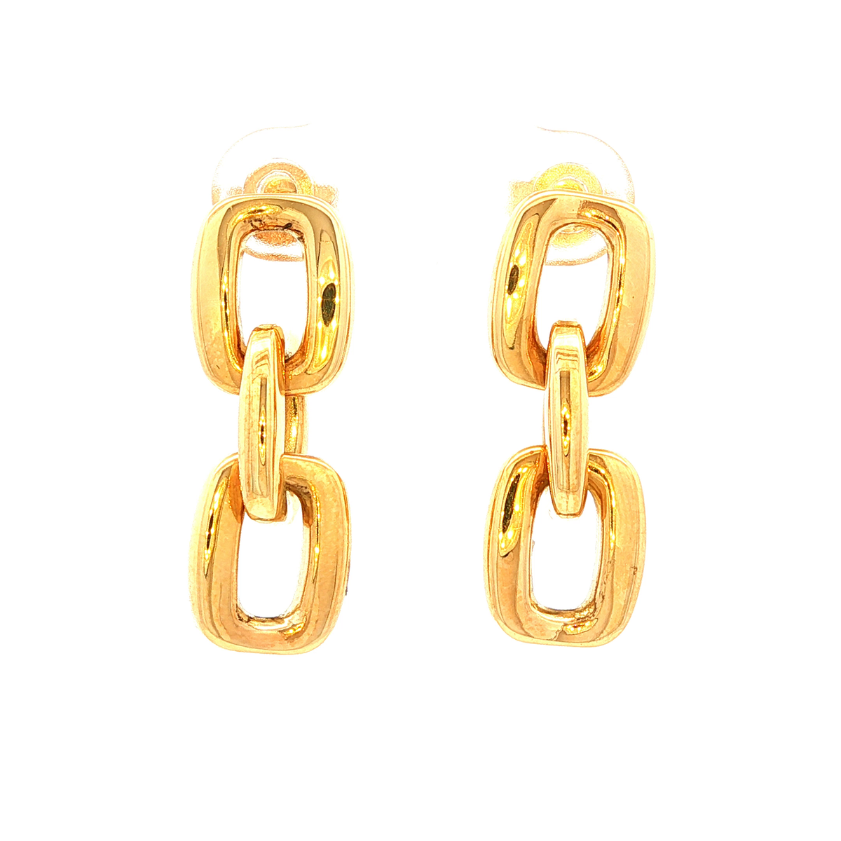 Square Link Drop Earrings in Yellow Gold