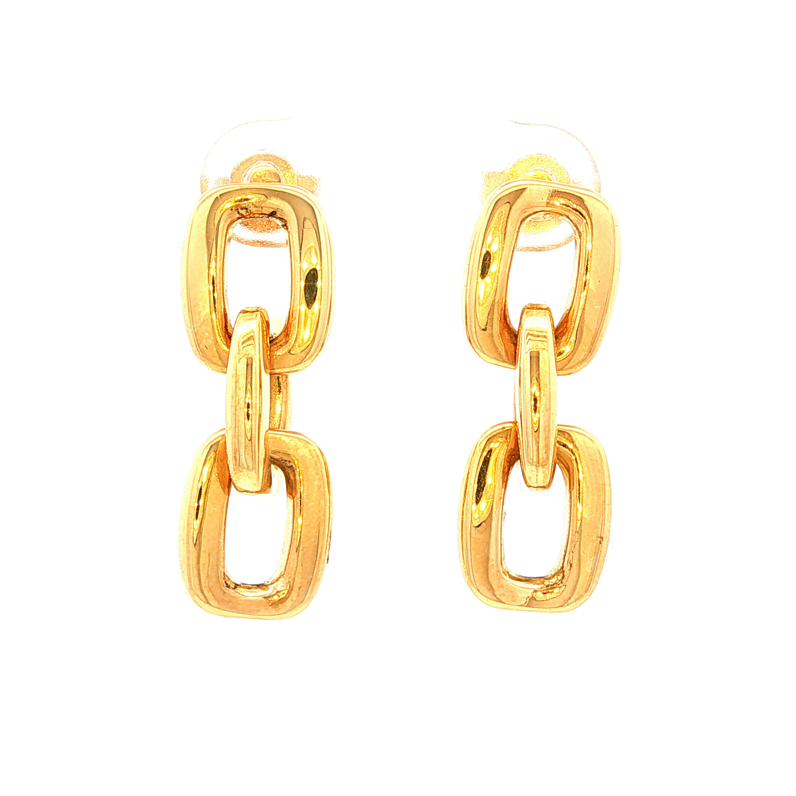 Square Link Drop Earrings in Yellow Gold