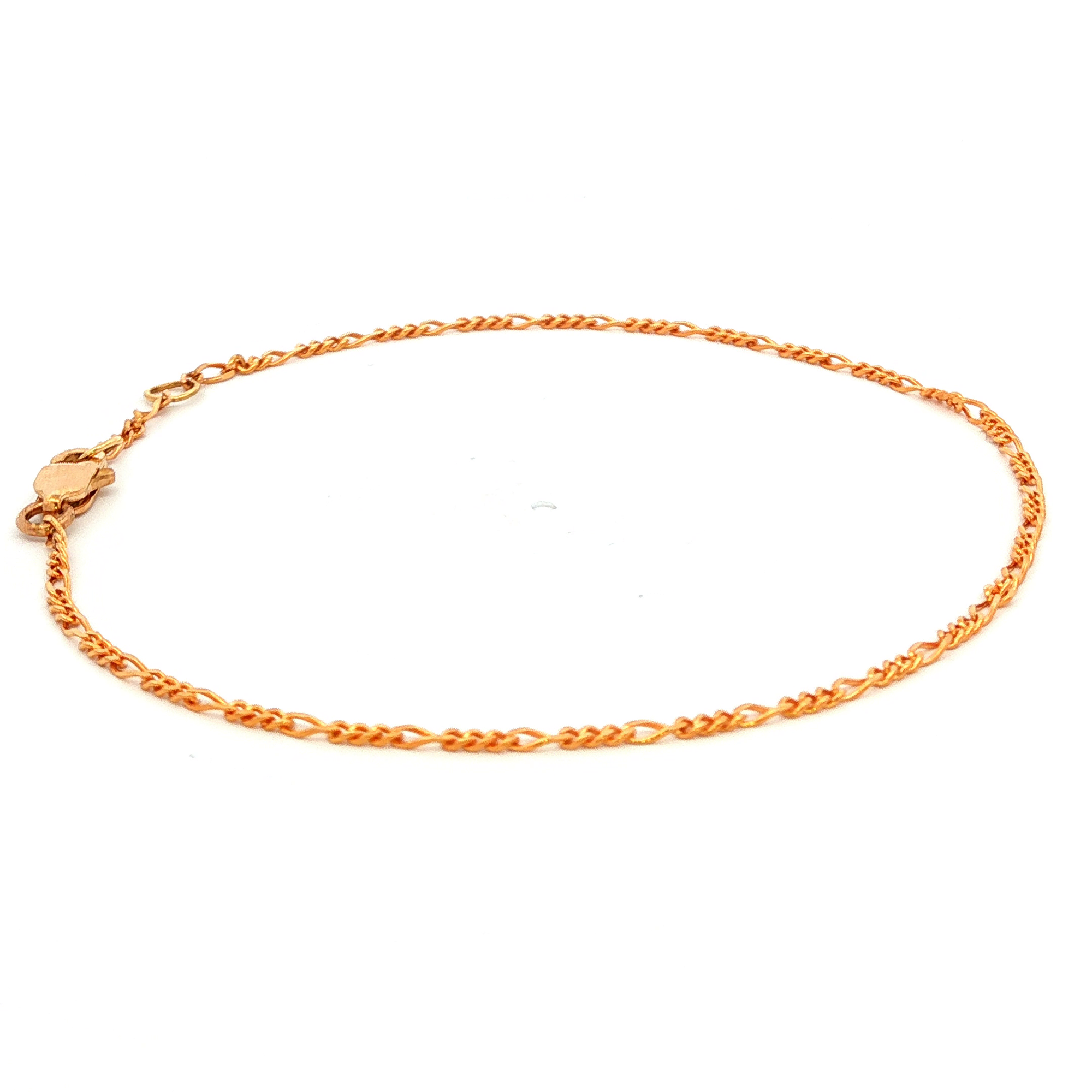 Diamond Cut Curb Figaro Link Bracelet in Yellow Gold