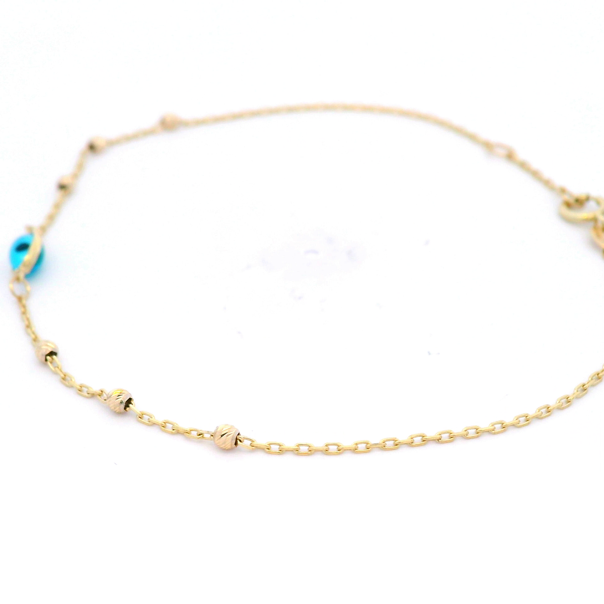 9K Yellow Gold Evil Eye Dc Ball Bracelet