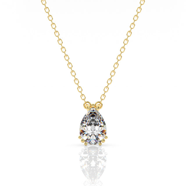 GEORGINI ELEGANT ESSENTIALS 7MM PEAR CUT HIDDEN HALO PENDANT SILVER