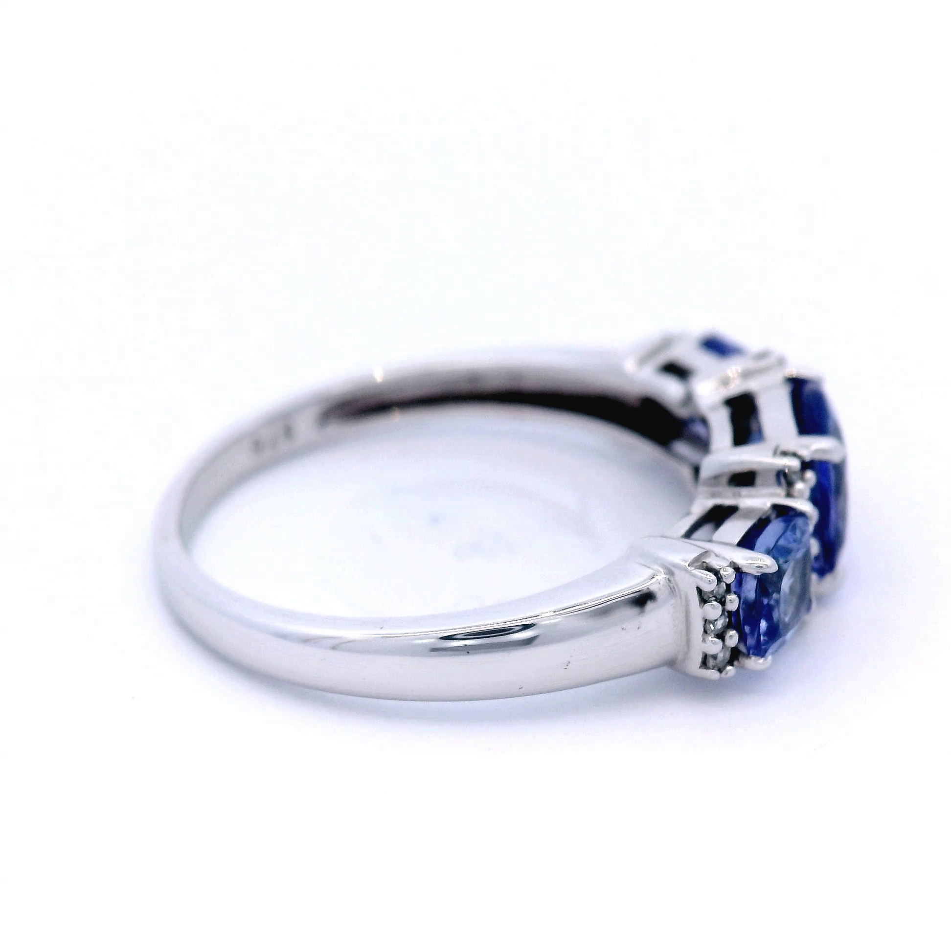 Triple Tanzanite Dress Ring in White Gold