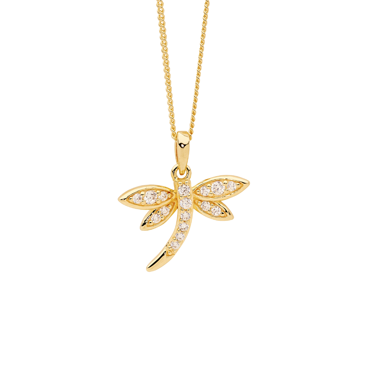 SS wh cz dragonfly pendant