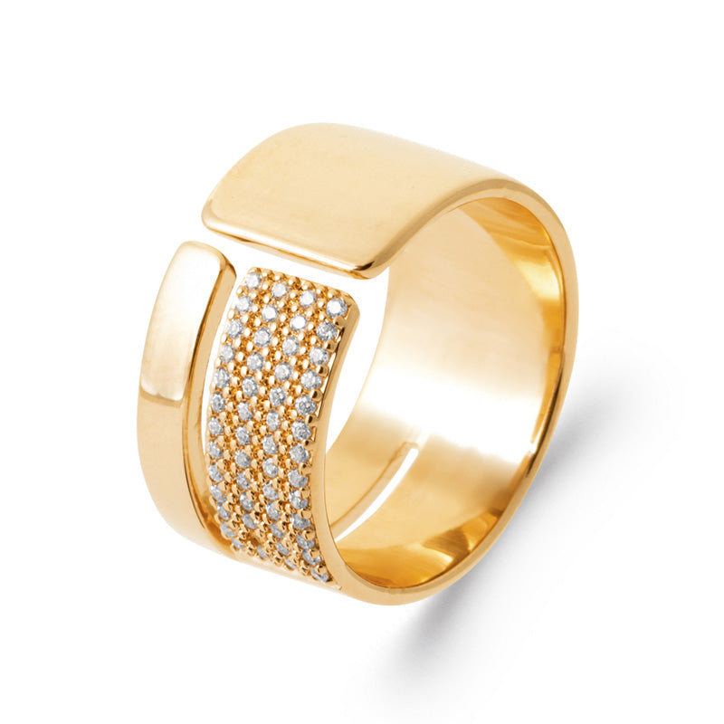 18ct YG Plated Alloy CZ Pave Wide Split Ring