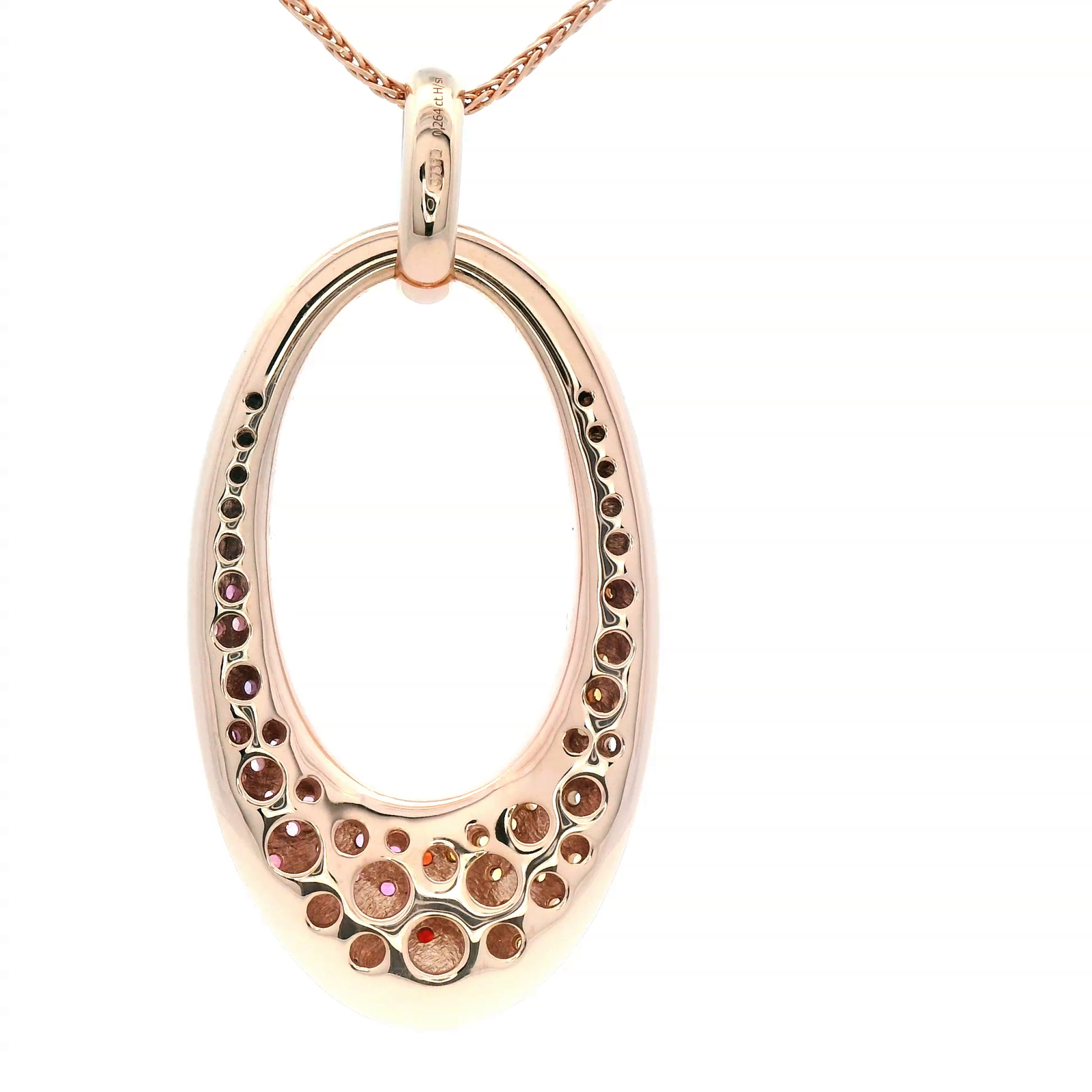 Natural Gemstone and Diamond Oval Pendant Set in Rose Gold
