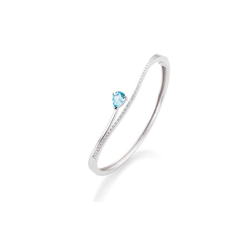 Blue Topaz Bracelet Set in White Gold