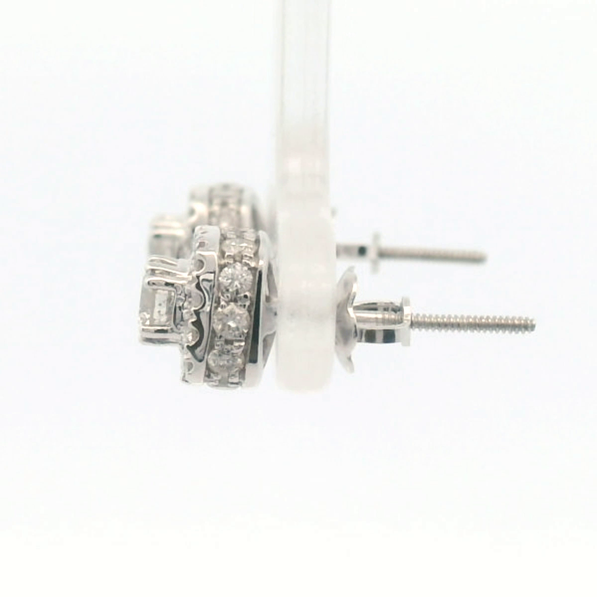 9CT W/GOLD DIA SETTDW 1.00CT Dia CLUSTER EAR RINGS